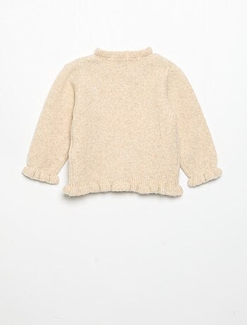 Cardigan de manga comprida com folhos