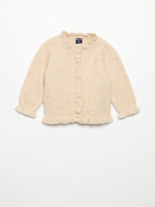 Cardigan de manga comprida com folhos - Kiabi