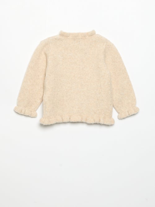 Cardigan de manga comprida com folhos - Kiabi