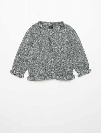 Cardigan de manga comprida com folhos