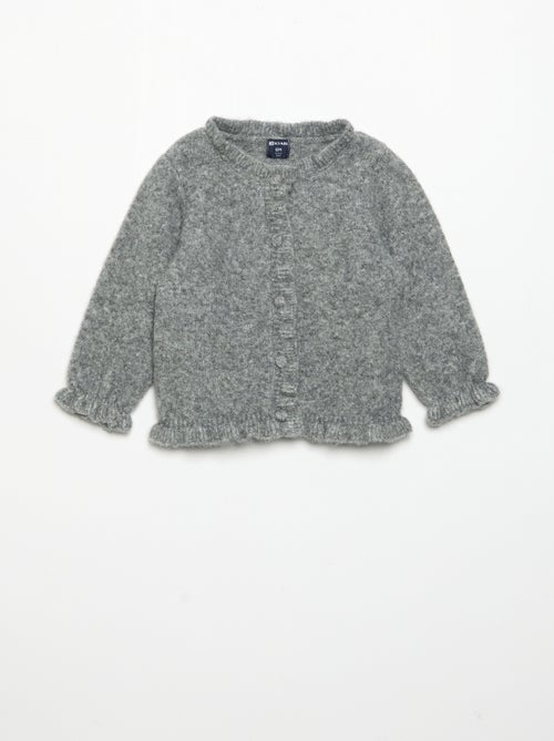 Cardigan de manga comprida com folhos - Kiabi