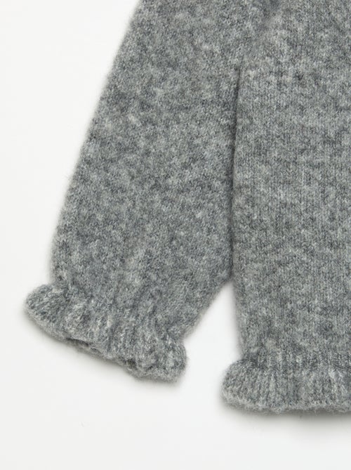 Cardigan de manga comprida com folhos - Kiabi