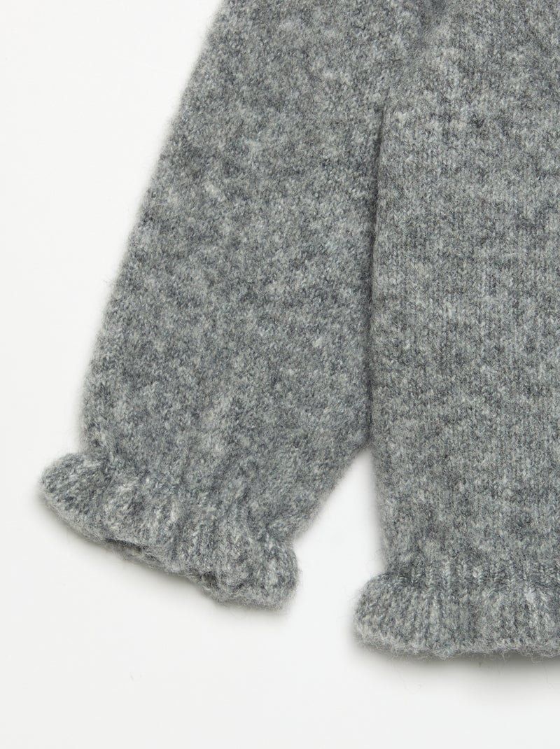 Cardigan de manga comprida com folhos Cinza - Kiabi