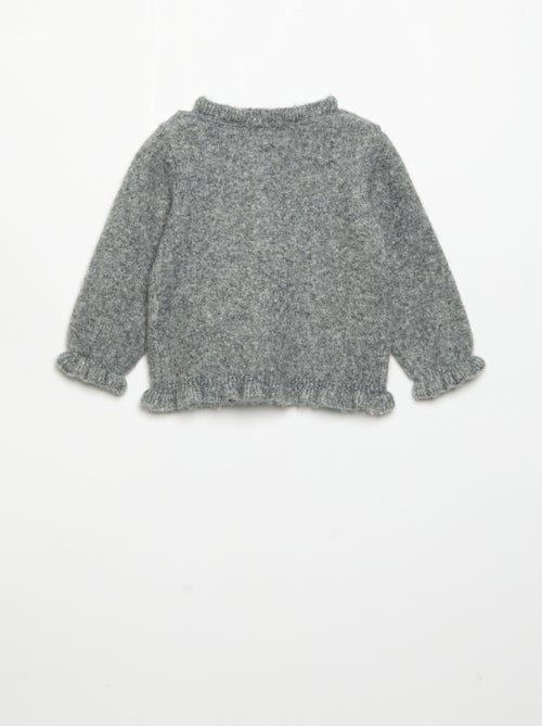 Cardigan de manga comprida com folhos - Kiabi