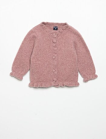 Cardigan de manga comprida com folhos