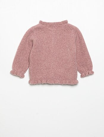 Cardigan de manga comprida com folhos