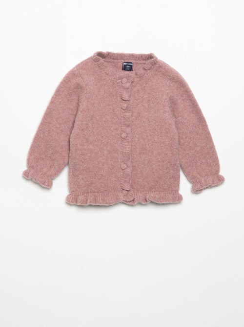 Cardigan de manga comprida com folhos - Kiabi