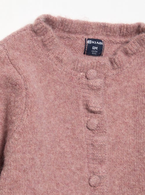 Cardigan de manga comprida com folhos - Kiabi