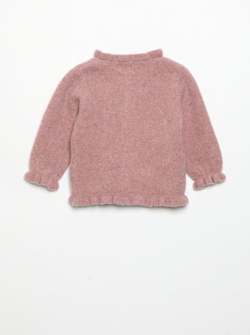 Cardigan de manga comprida com folhos - Kiabi