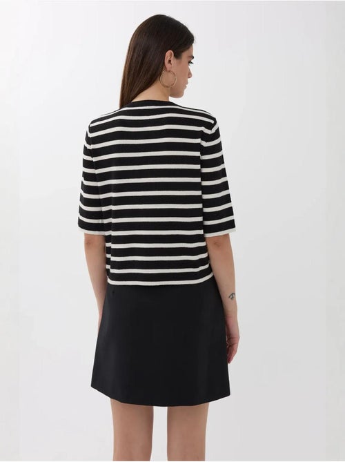 Cardigan de manga curta às riscas com botões - Kiabi Cardigan de manga curta às riscas com botões - Kiabi