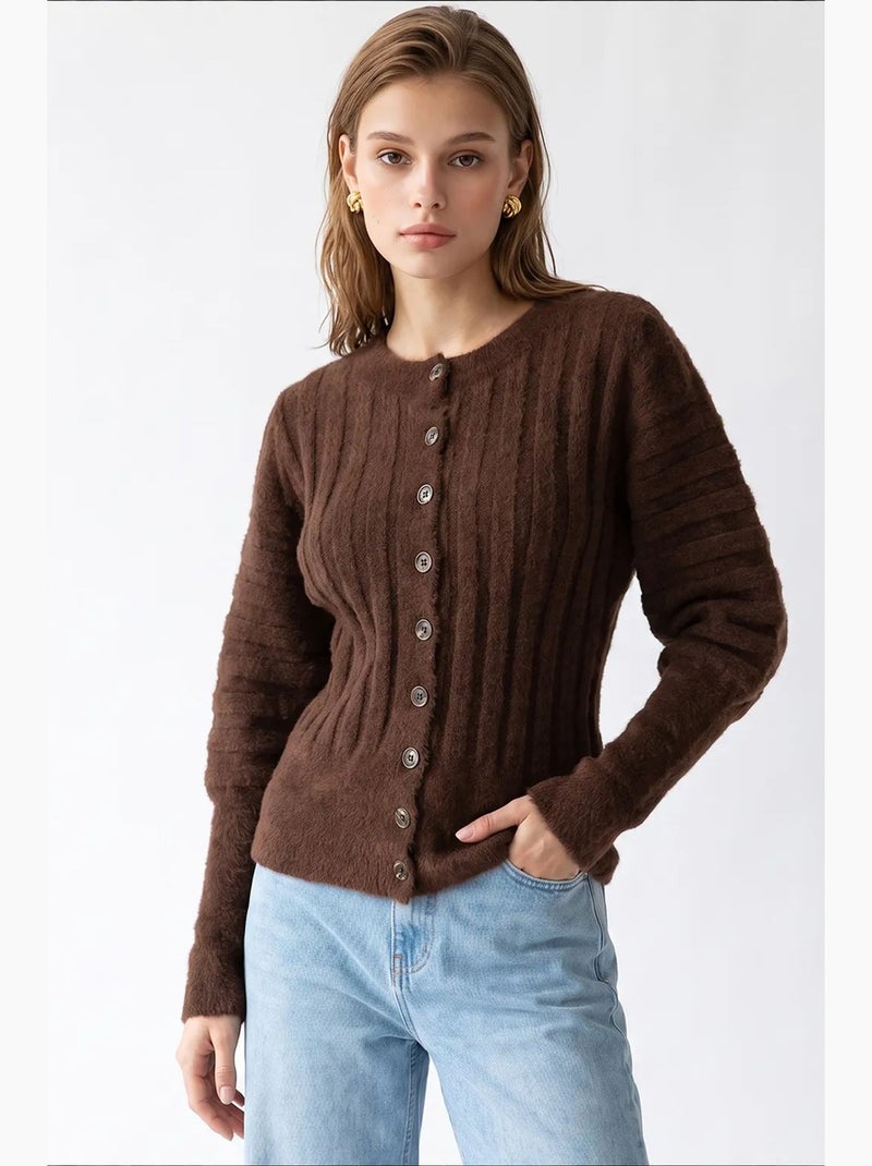 Cardigan de poliéster feminino mixray Castanho - Kiabi