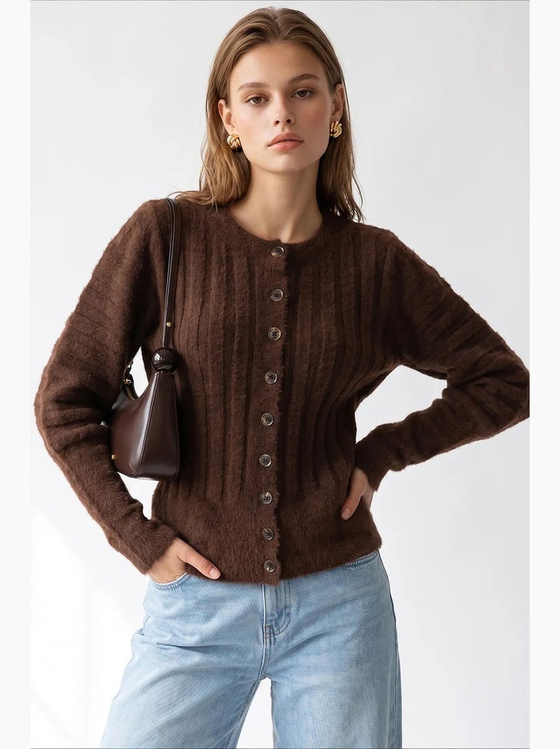 Cardigan de poliéster feminino mixray Castanho - Kiabi