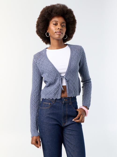 Cardigan em malha de croché vazada - Kiabi Cardigan em malha de croché vazada - Kiabi