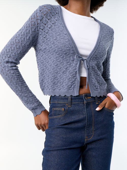 Cardigan em malha de croché vazada - Kiabi Cardigan em malha de croché vazada - Kiabi