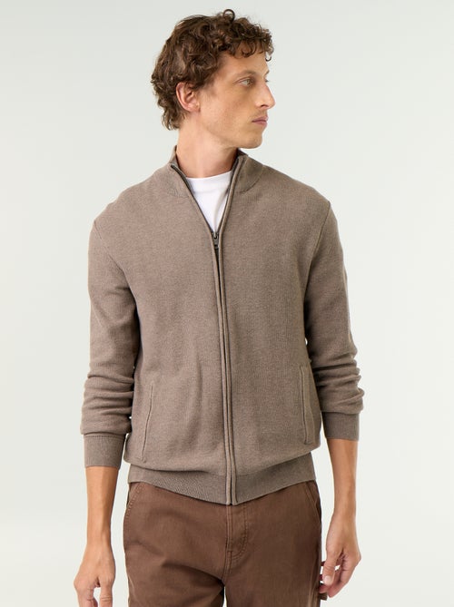 Cardigan em malha fina com fecho - Kiabi