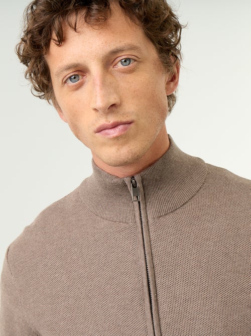 Cardigan em malha fina com fecho - Kiabi
