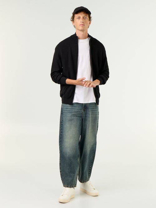 Cardigan em malha fina com fecho - Kiabi