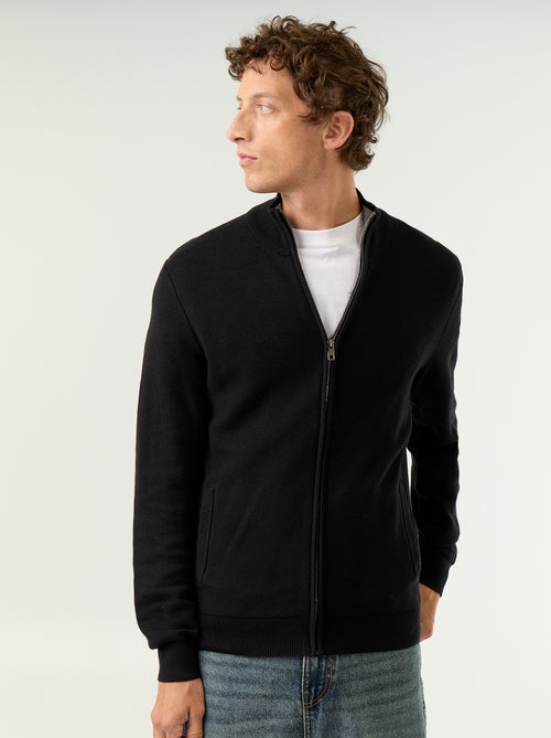 Cardigan em malha fina com fecho - Kiabi