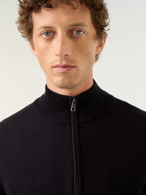 Cardigan em malha fina com fecho - Kiabi