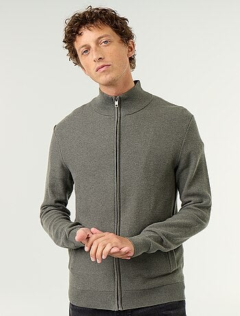 Cardigan em malha fina com fecho