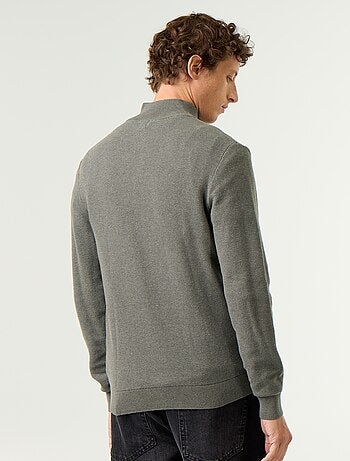Cardigan em malha fina com fecho