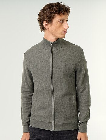 Cardigan em malha fina com fecho