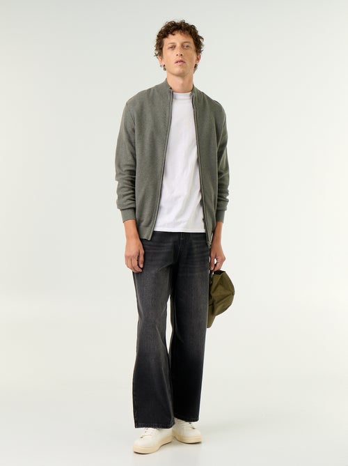 Cardigan em malha fina com fecho - Kiabi