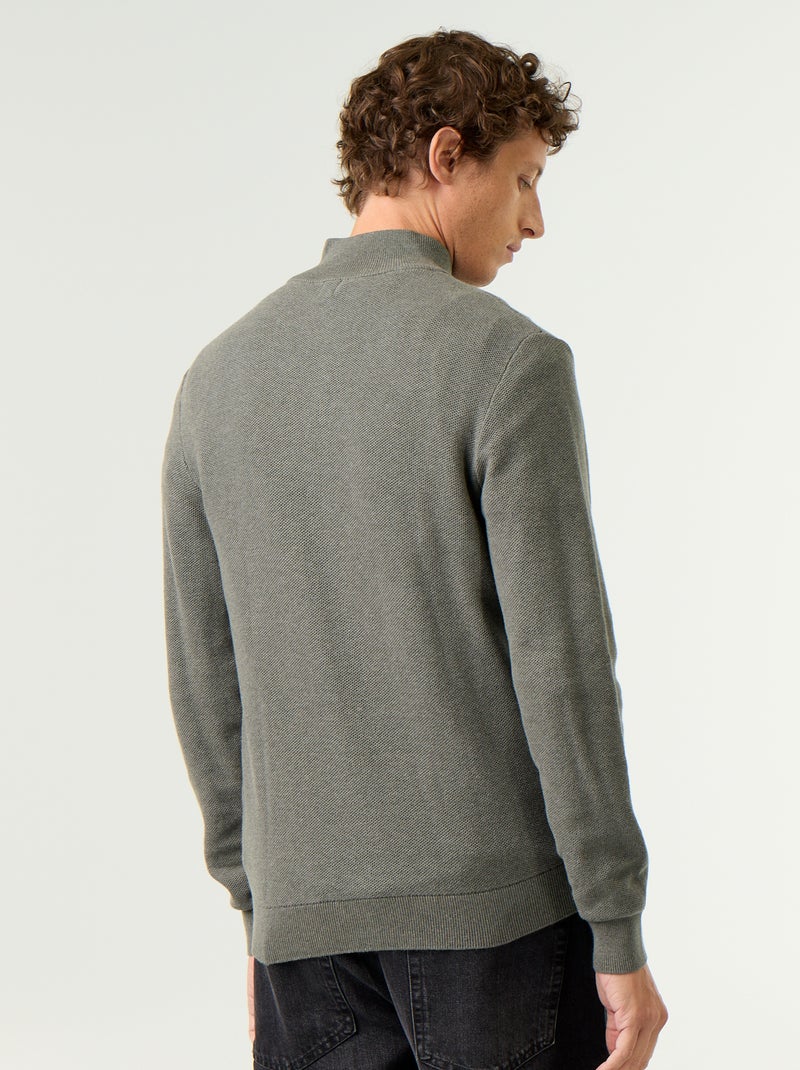 Cardigan em malha fina com fecho Verde - Kiabi