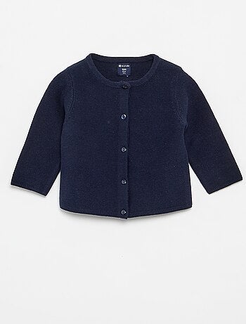 Cardigan em malha fina liso