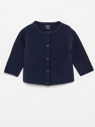 Cardigan em malha fina liso