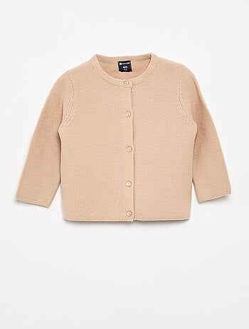 Cardigan em malha fina liso