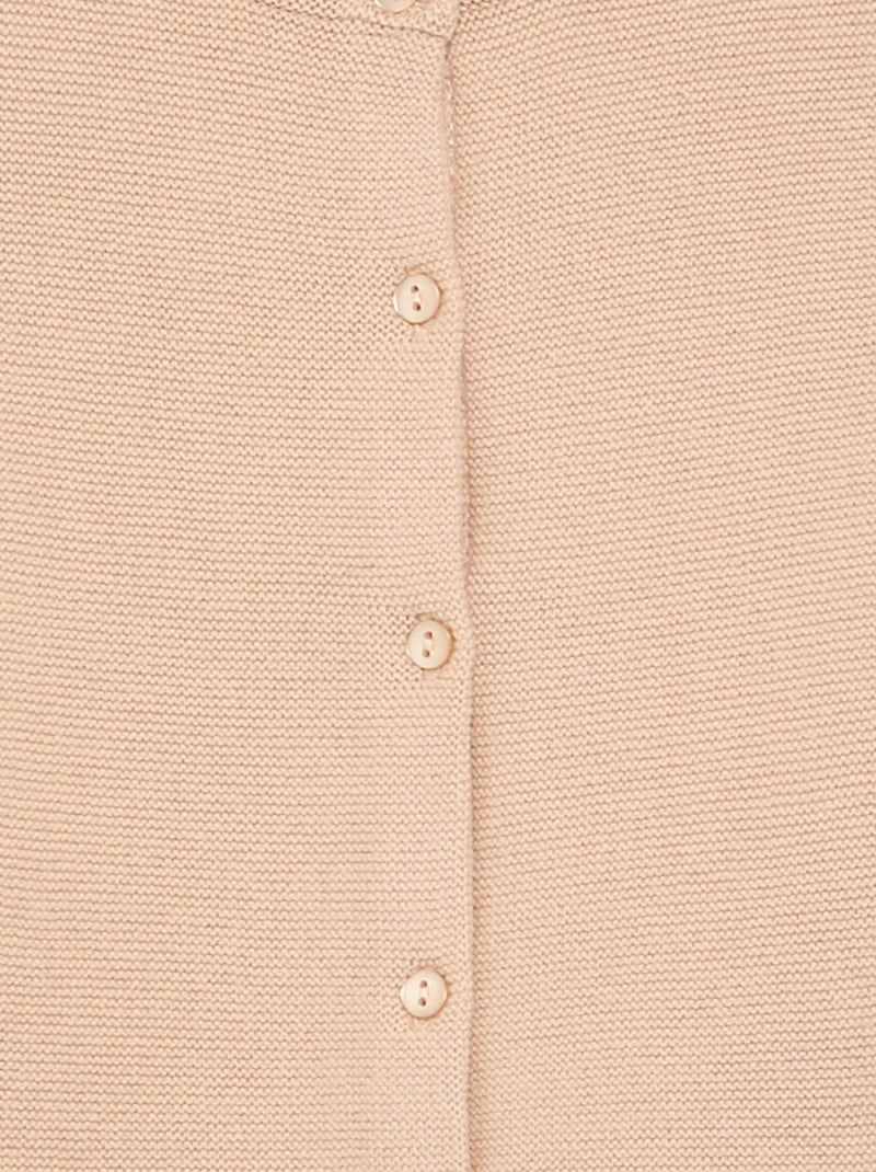 Cardigan em malha fina liso Bege - Kiabi