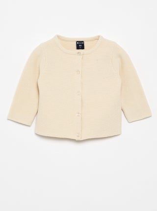 Cardigan em malha fina liso