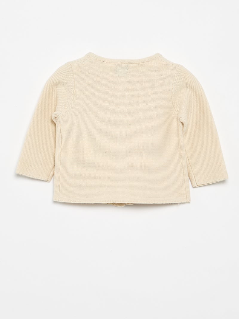 Cardigan em malha fina liso Branco - Kiabi