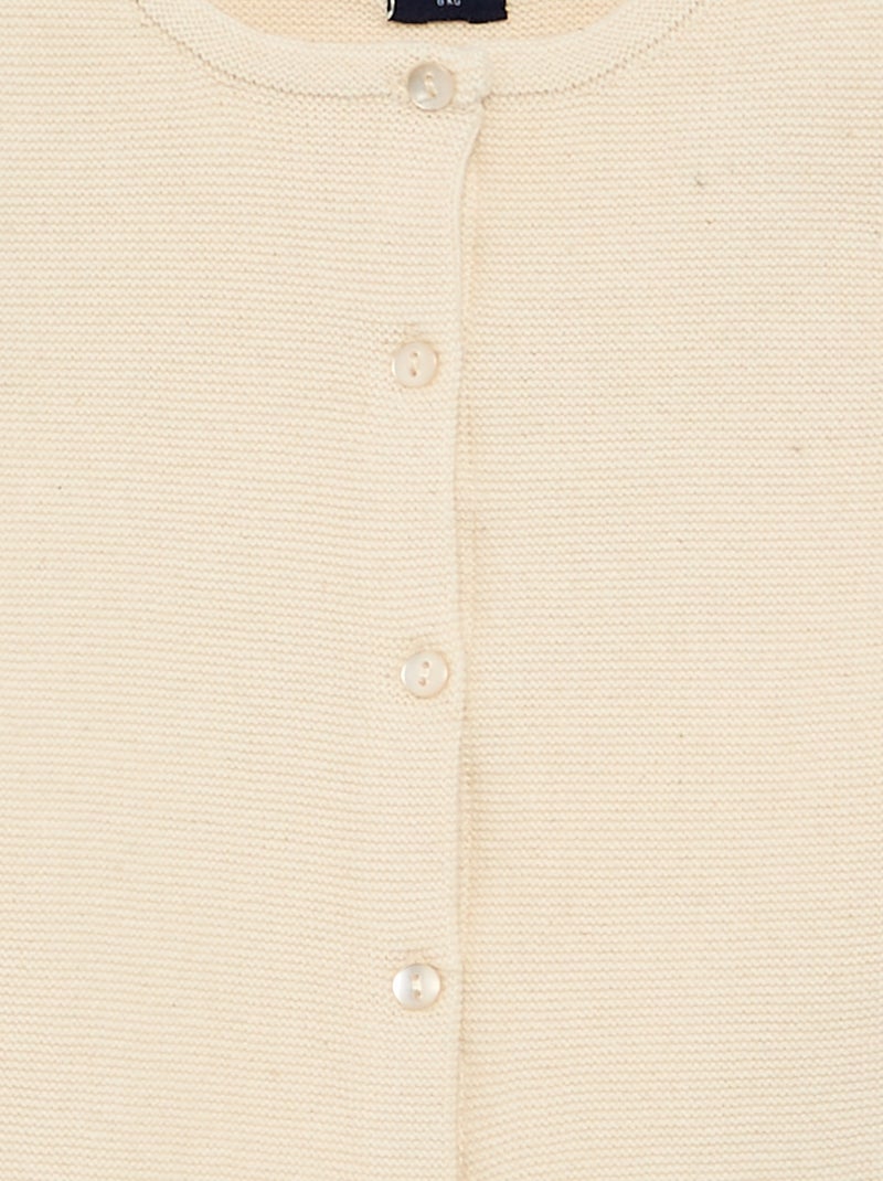 Cardigan em malha fina liso Branco - Kiabi