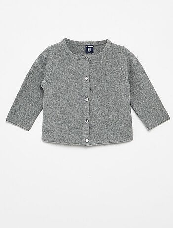 Cardigan em malha fina liso