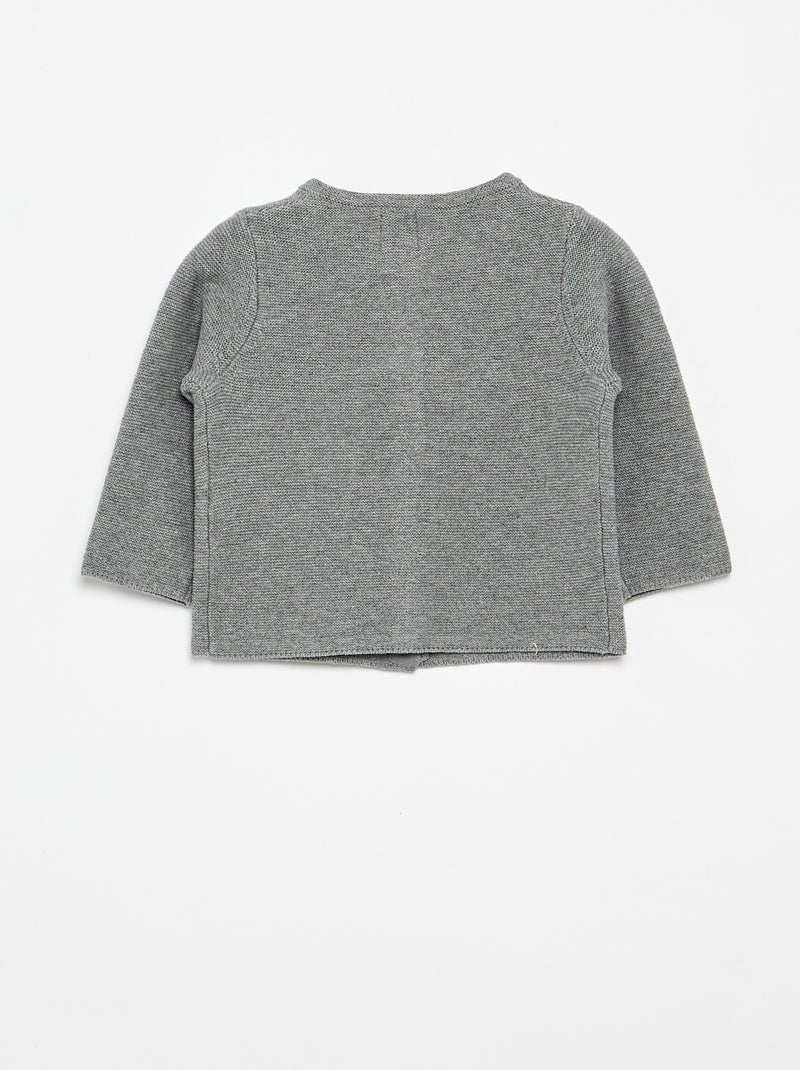 Cardigan em malha fina liso Cinza - Kiabi