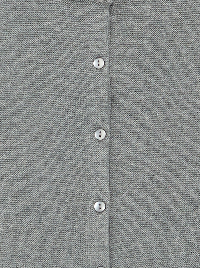 Cardigan em malha fina liso Cinza - Kiabi