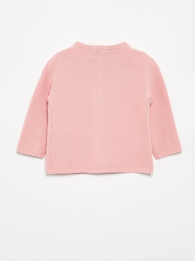 Cardigan em malha fina liso Rosa - Kiabi