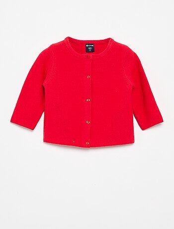 Cardigan em malha fina liso