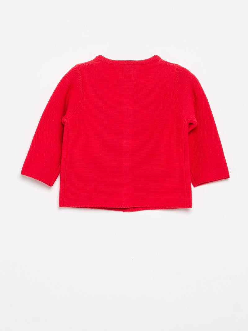 Cardigan em malha fina liso Vermelho - Kiabi