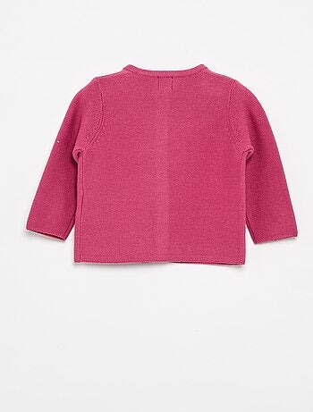 Cardigan em malha fina liso
