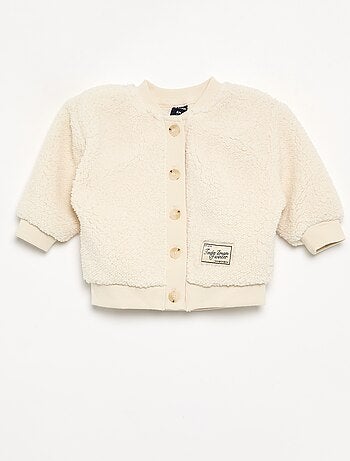 Cardigan em material com efeito de pelo de carneiro