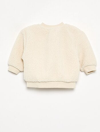 Cardigan em material com efeito de pelo de carneiro