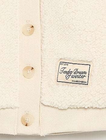 Cardigan em material com efeito de pelo de carneiro