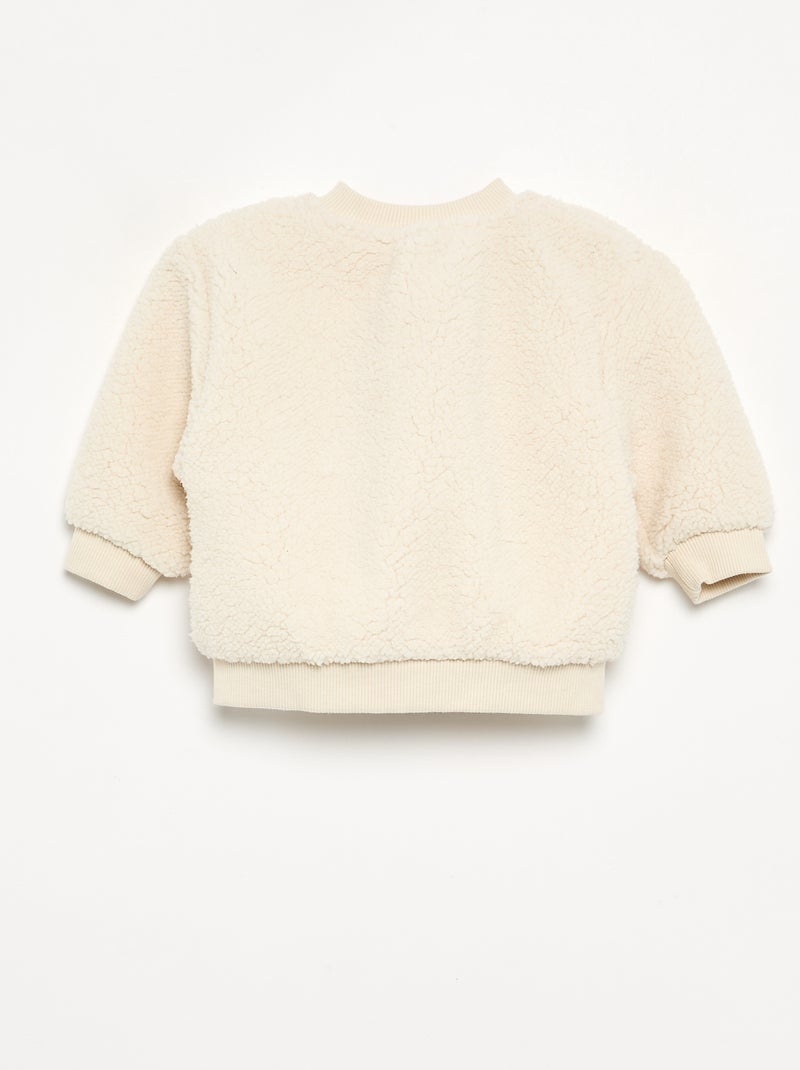 Cardigan em material com efeito de pelo de carneiro Branco - Kiabi