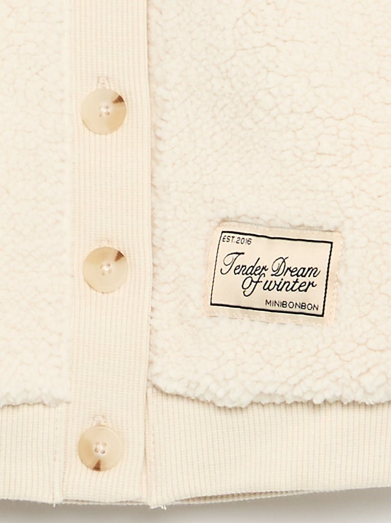 Cardigan em material com efeito de pelo de carneiro Branco - Kiabi