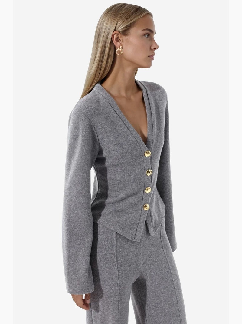 Cardigan em mistura de algodão busem Cinza-preto - Kiabi