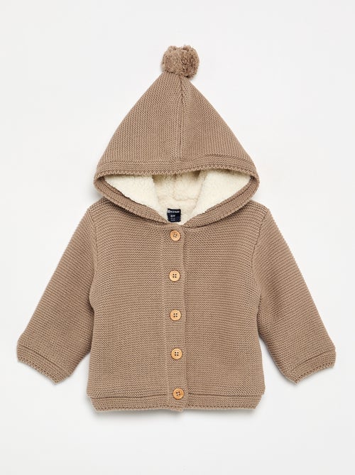 Cardigan em ponto musgo forrado com capuz - Kiabi