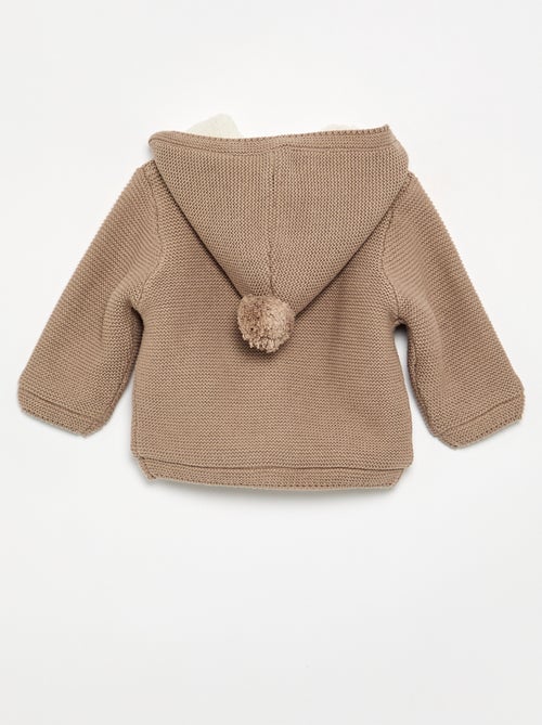 Cardigan em ponto musgo forrado com capuz - Kiabi